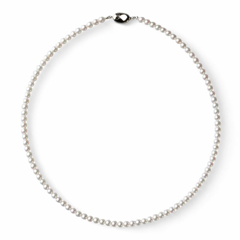 あこや真珠 パールネックレス ホワイト系 3.5-4.0mm A-BBB  ラウンド～セミラウンド ビーンズクラスプ（silver