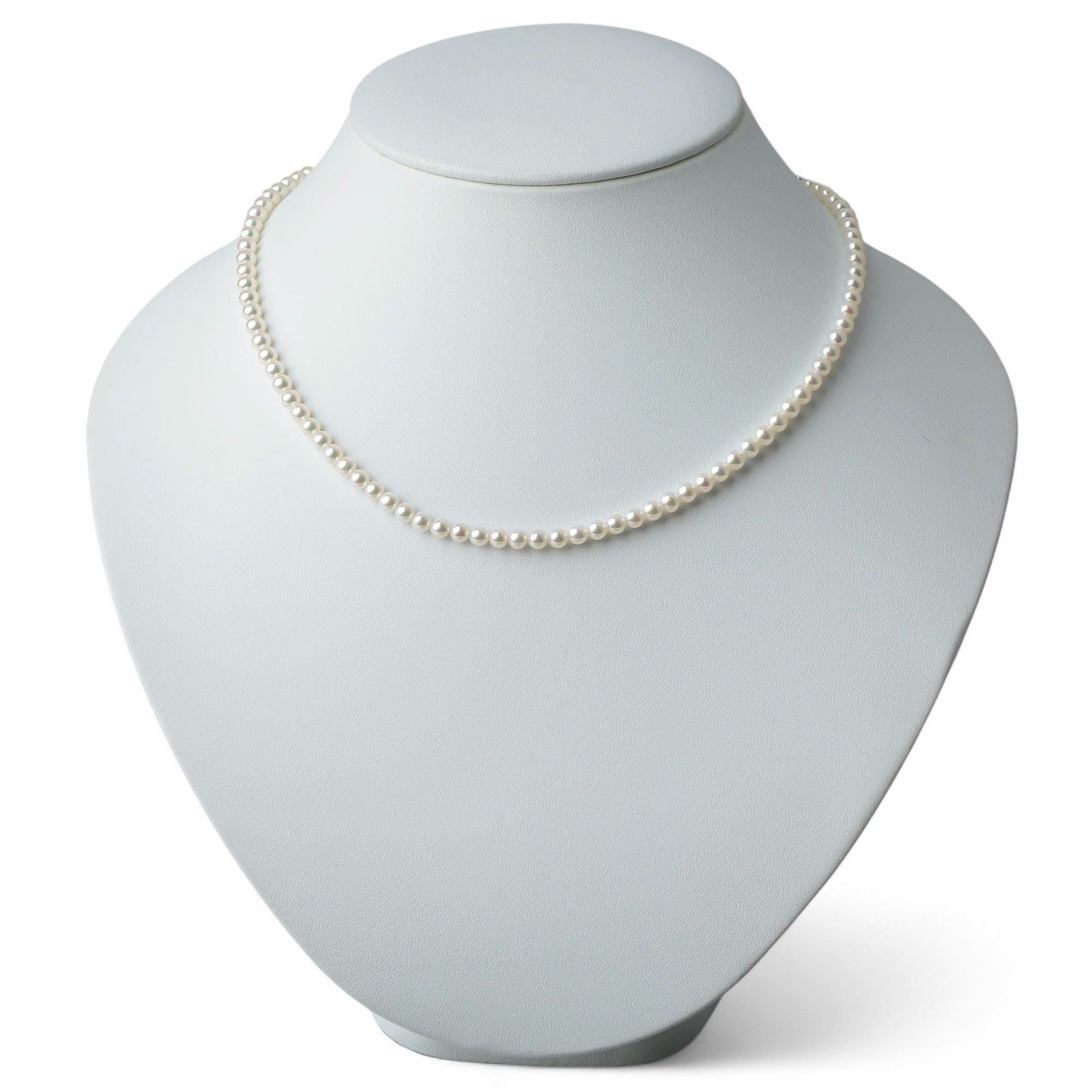 あこや真珠 パールネックレス ホワイト系 3.5-4.0mm A-BBB  ラウンド～セミラウンド ビーンズクラスプ（silver