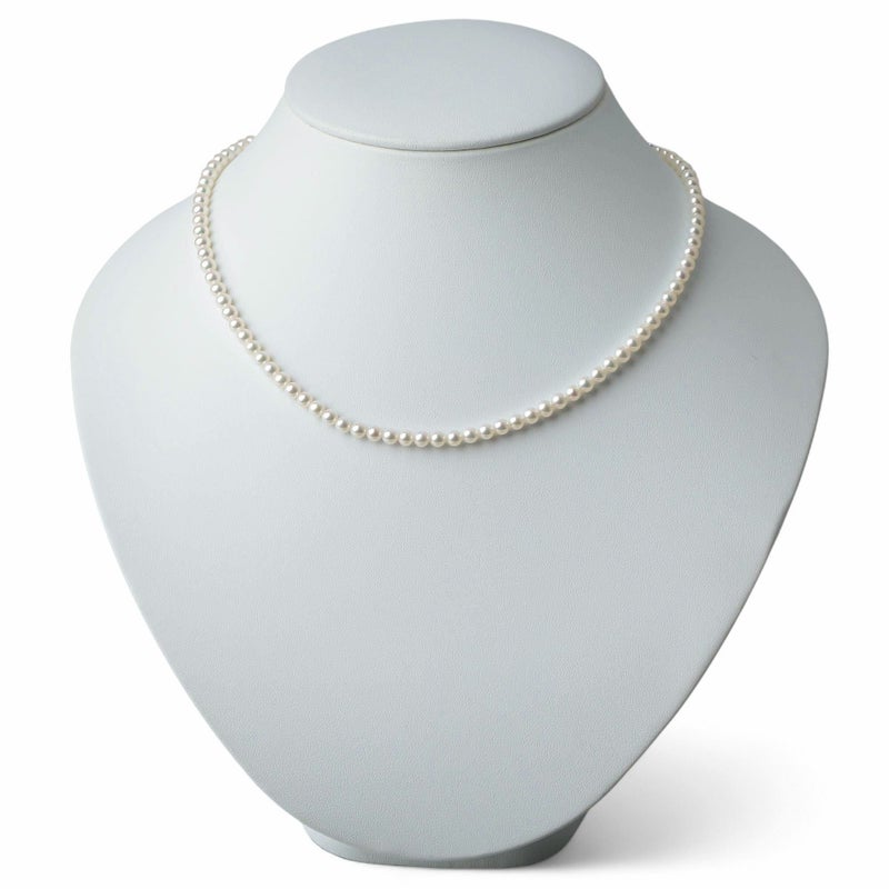 あこや真珠 パールネックレス ホワイト系 3.5-4.0mm A-BBB  ラウンド～セミラウンド ビーンズクラスプ（silver
