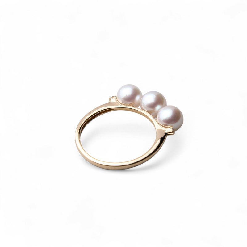 あこや真珠 トリプルパールリング ～Carina(カリーナ)～ ホワイト系 5.5-6.0mm K10WG/YG