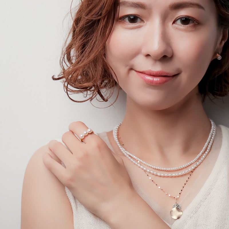 あこや真珠 トリプルパールリング ～Carina(カリーナ)～ ホワイト系 5.5-6.0mm K10WG/YG