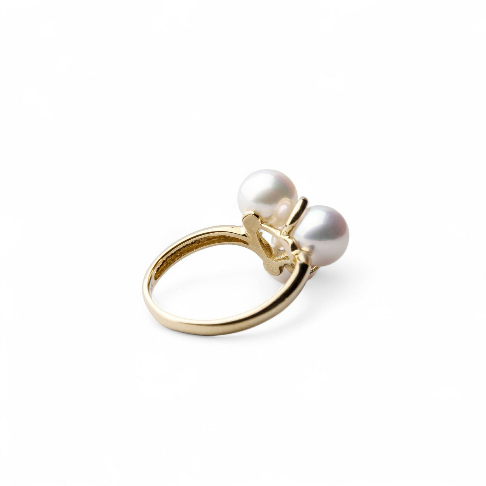 あこや真珠 3粒 ダイヤリング 6.5-7.0mm D0.02 K18YG