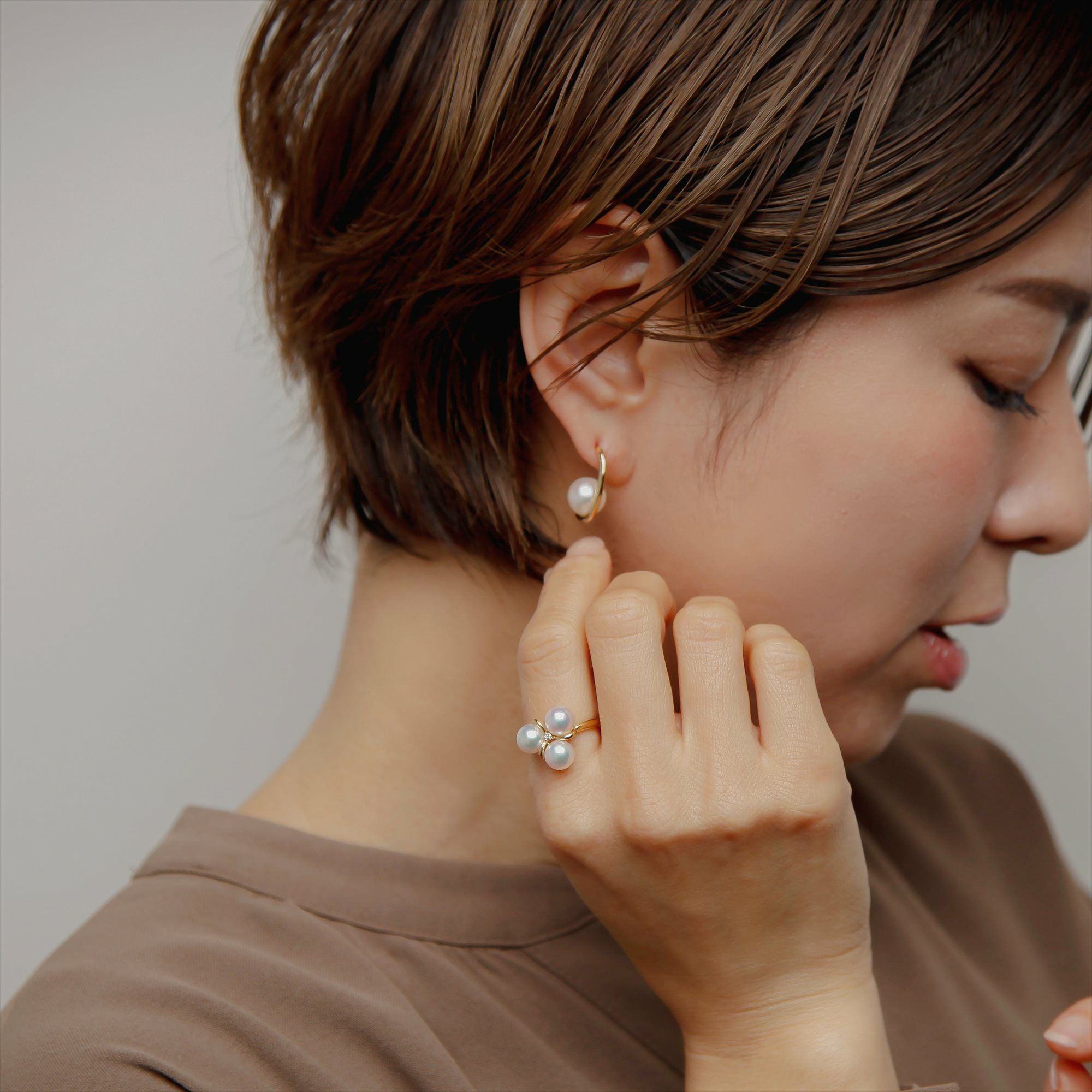 WEB限定】あこや真珠 3粒 リング6.5-7.0mm K18YG | あこや真珠リング