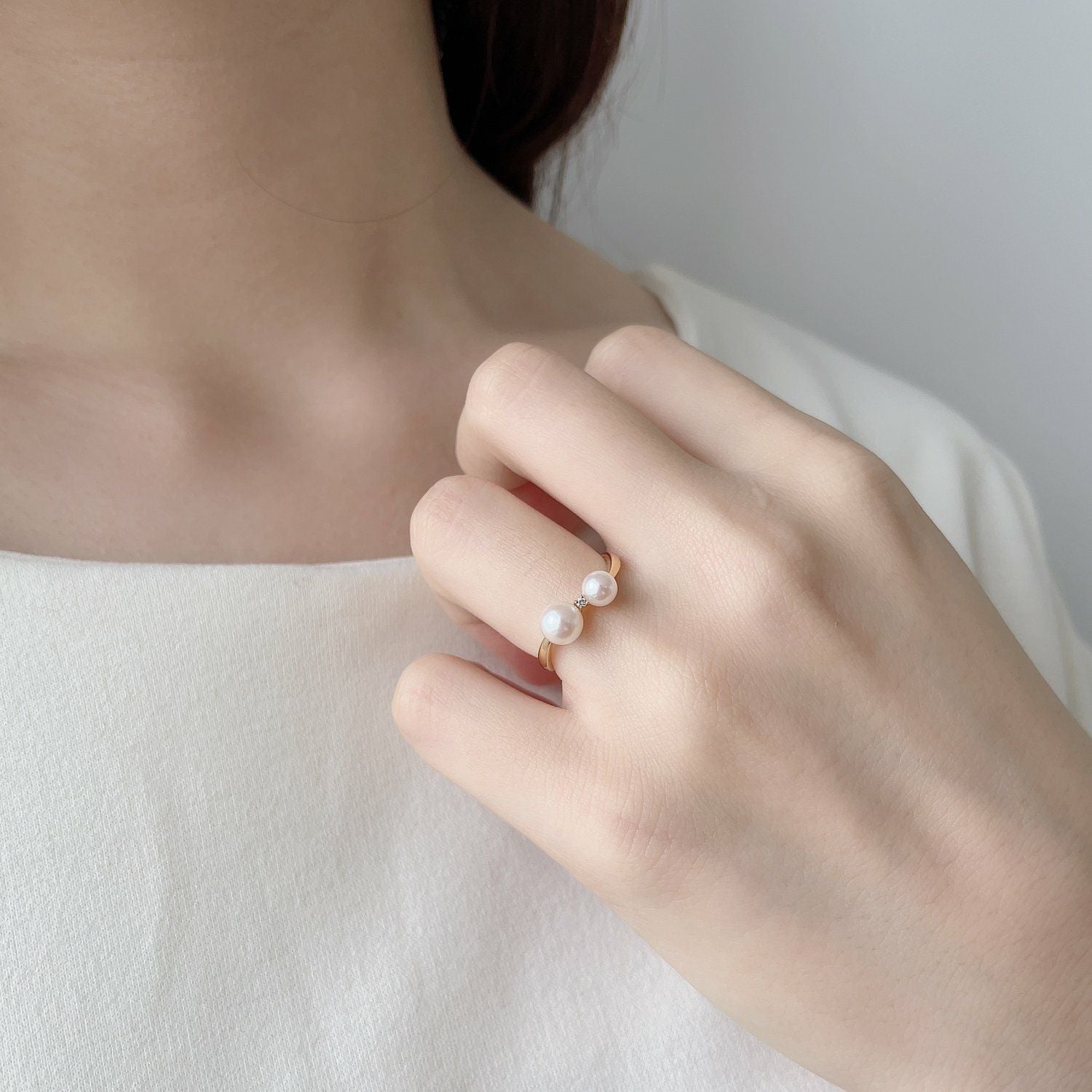 Carina あこや真珠 カーブリング 4.5-6.0mm K18YG | あこや真珠リング