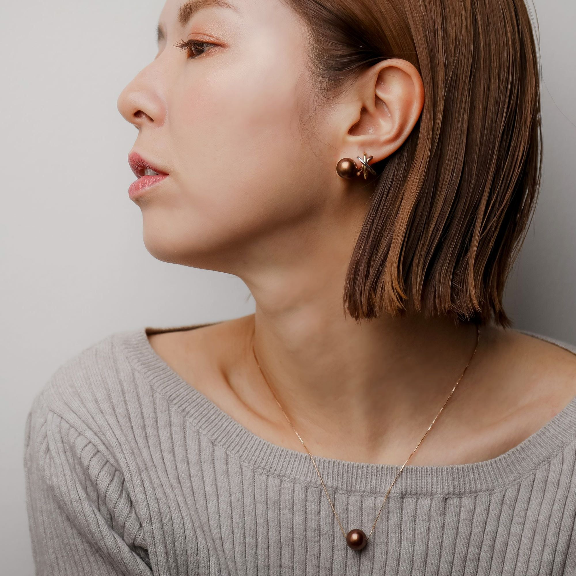 WEB限定】Chocolat タヒチ黒蝶真珠 スルーペンダント 10mmUP K18YG