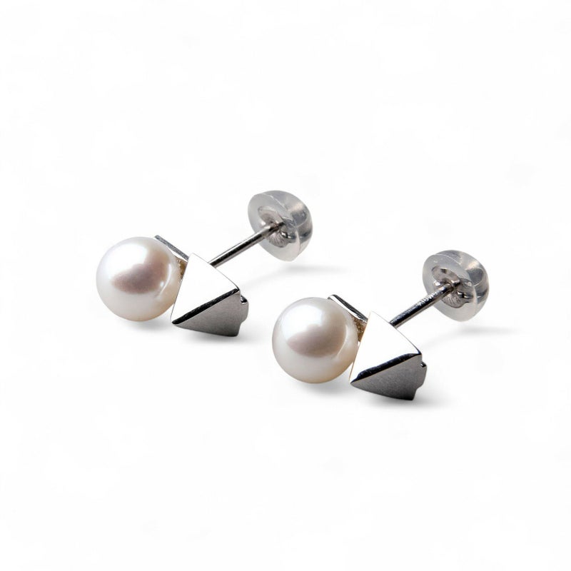 あこや真珠 ピラミッドピアス K10WG