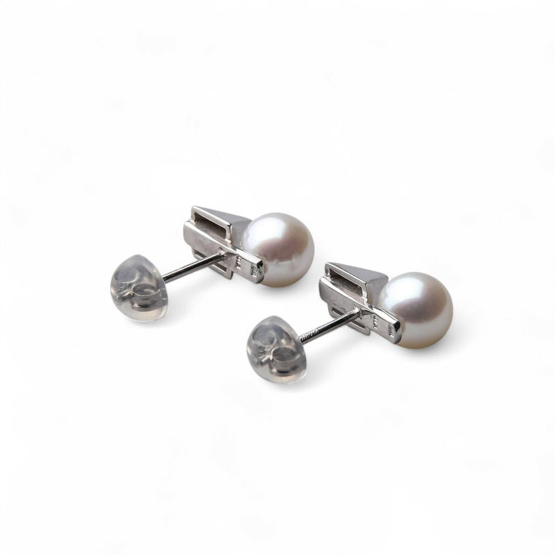 あこや真珠 ピラミッドピアス K10WG