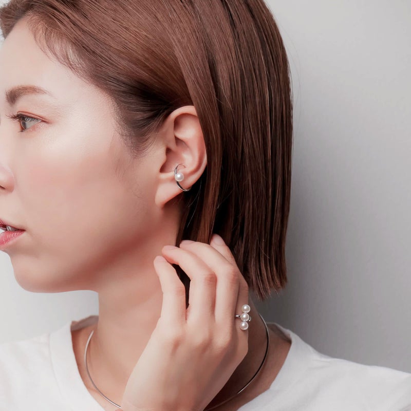 あこや真珠5.5mm イヤカフ/リングイヤリング K10WG