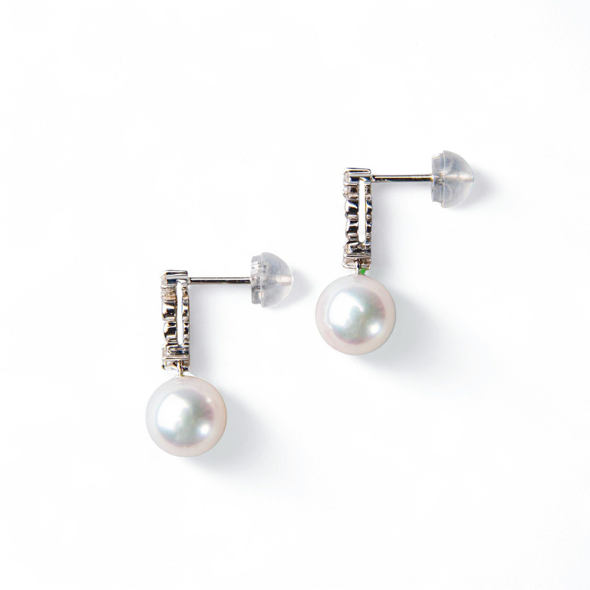 オーロラ花珠真珠 ピアス7.5-8.0mm K18WG/YG [WSP] | 花珠真珠ピアス