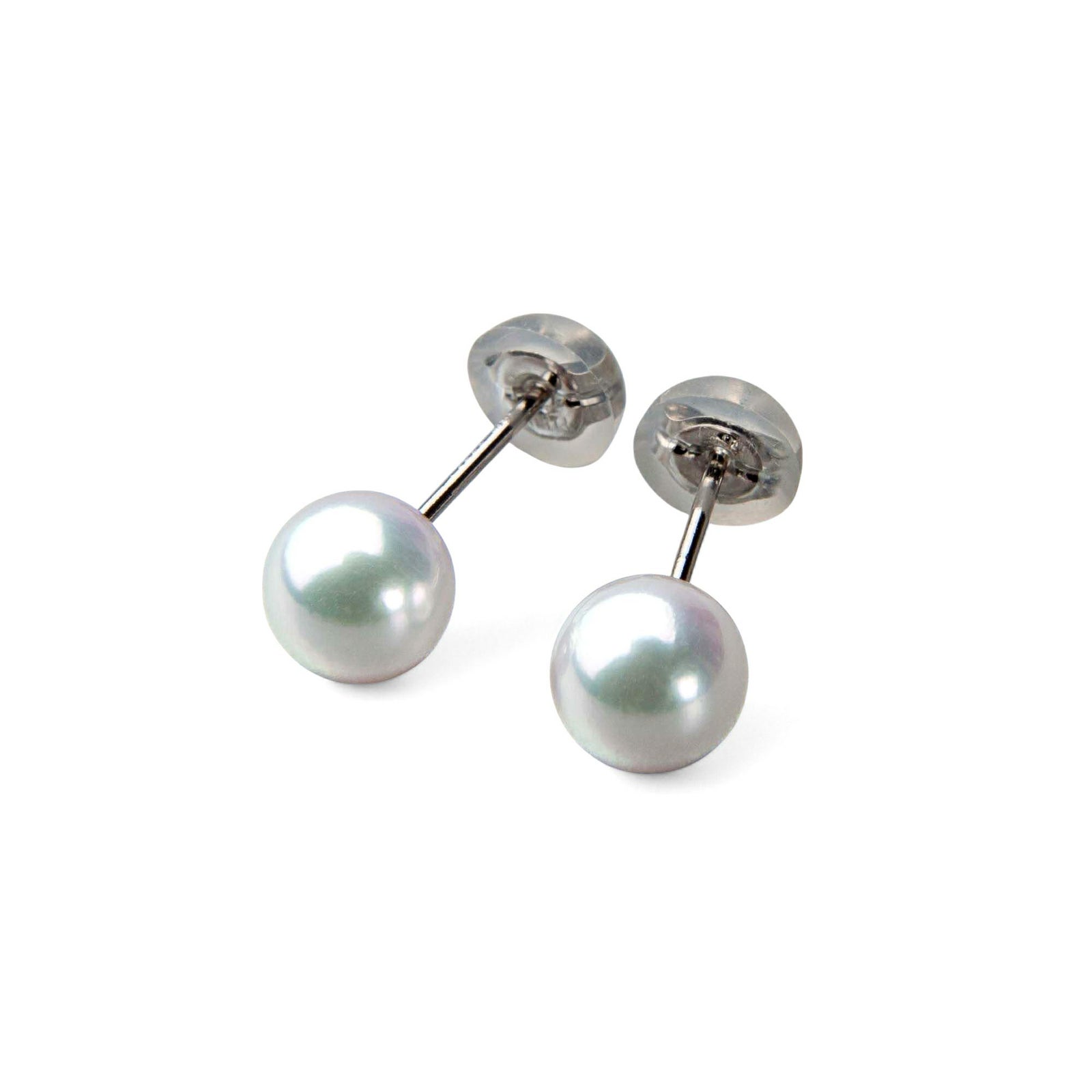 《トップ品質》オーロラ花珠真珠  ピアス 6.0-6.5mm AAA Pt900 プラチナ