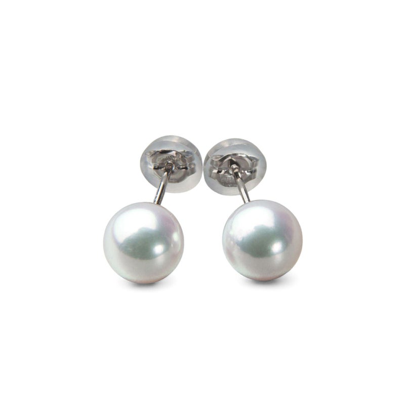 《トップ品質》オーロラ花珠真珠  ピアス 6.5-7.0mm AAA Pt900 プラチナ