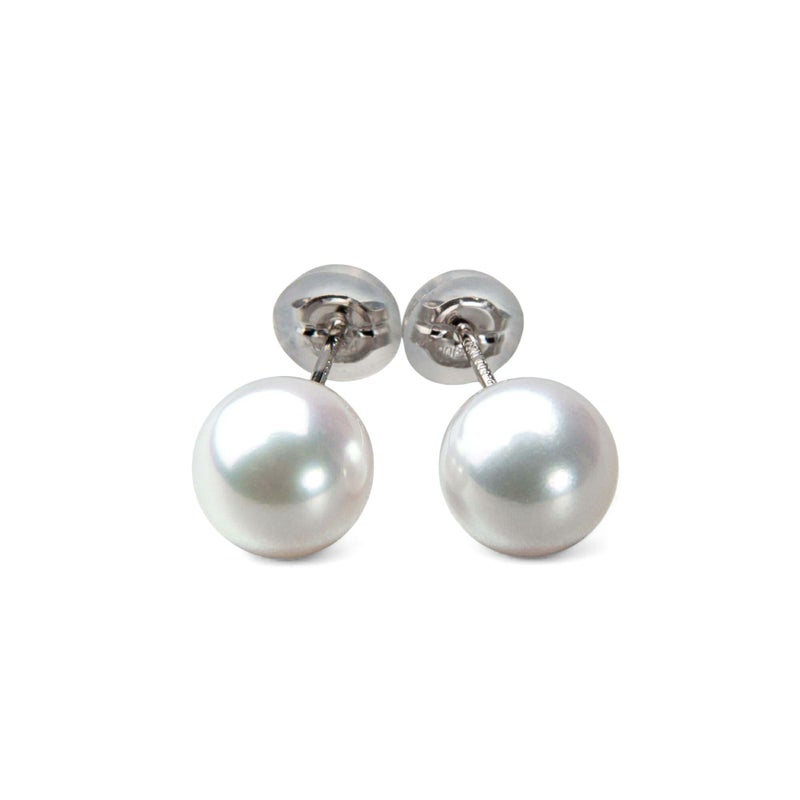 《トップ品質》オーロラ花珠真珠  ピアス 7.5-8.0mm AAA Pt900 プラチナ