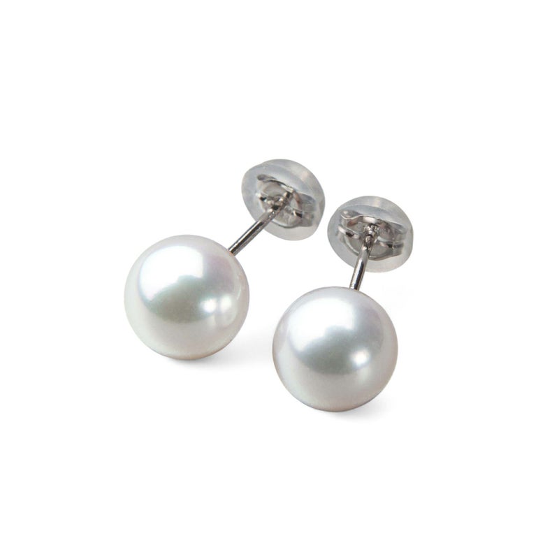 《トップ品質》オーロラ花珠真珠  ピアス 7.5-8.0mm AAA Pt900 プラチナ