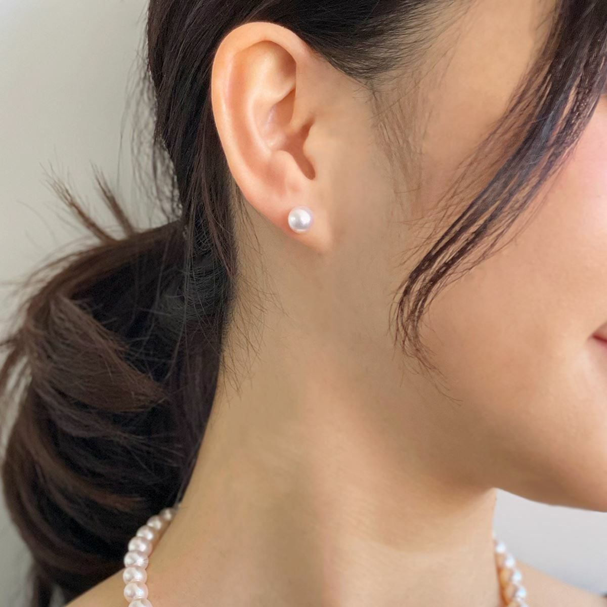 オーロラ花珠真珠 ピアス7.5-8.0mm PT900 -TOP Quality- [WSP] | WSP