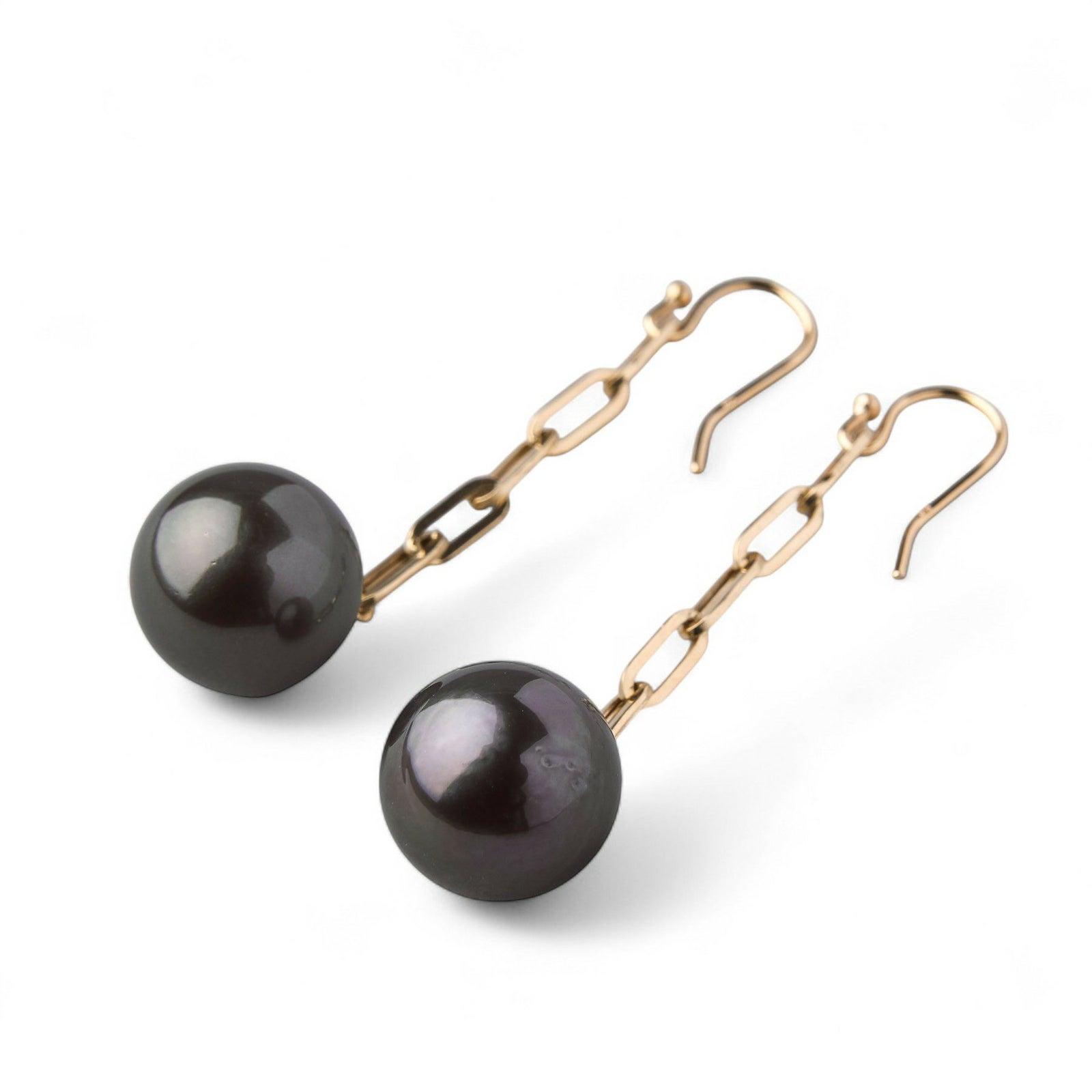 タヒチ11mm K18ペーパークリップチェーン フックピアス