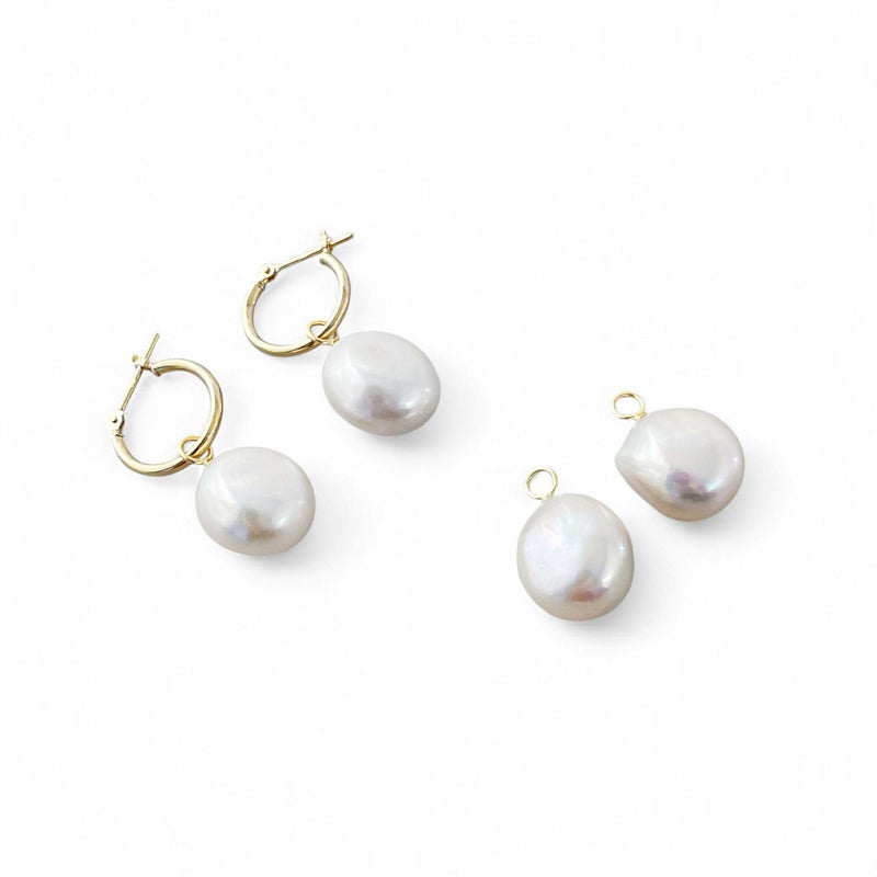 Unique+ 淡水真珠 ピアス11-12mmUP K18YG バロック