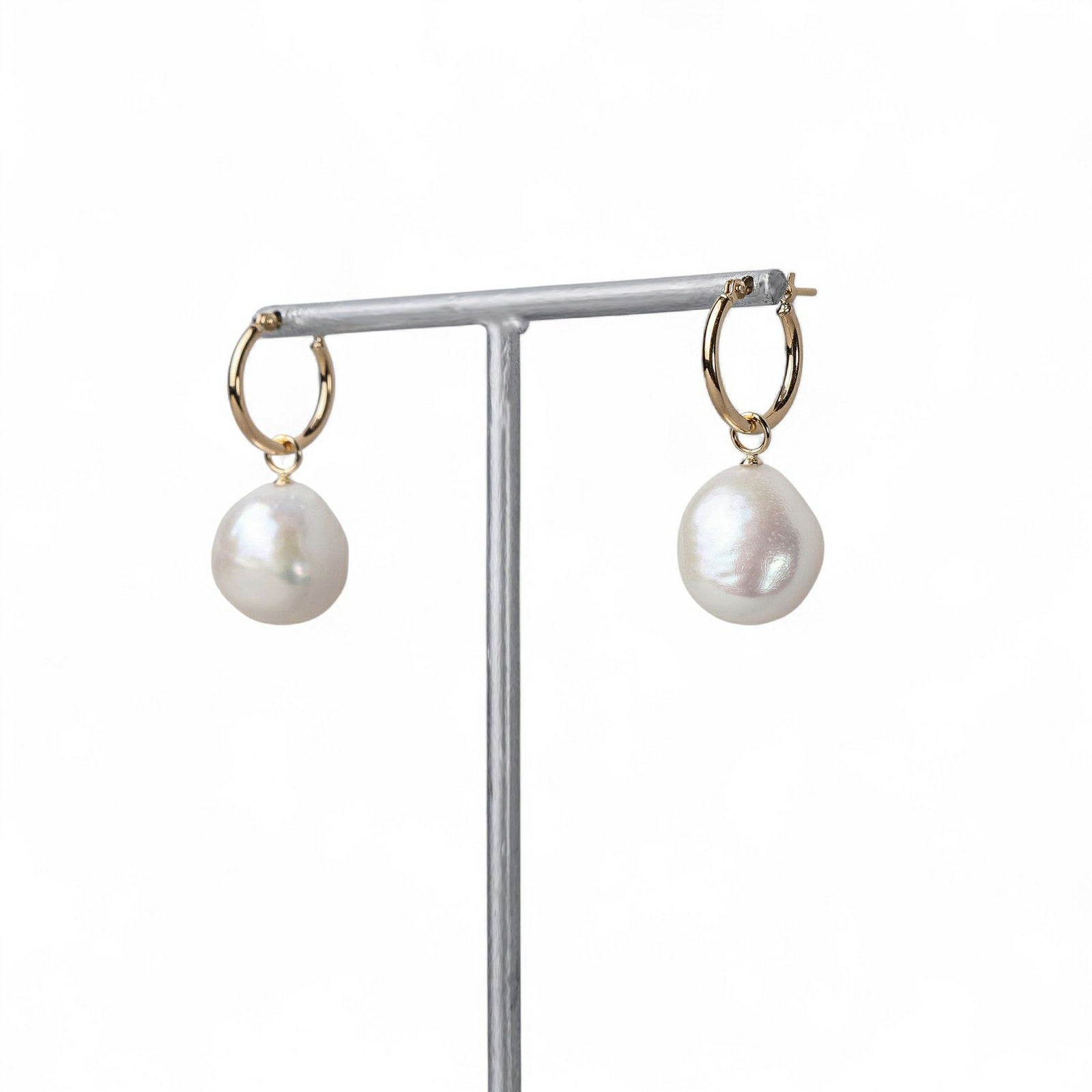 Unique+ 淡水真珠 ピアス11-12mmUP K18YG バロック