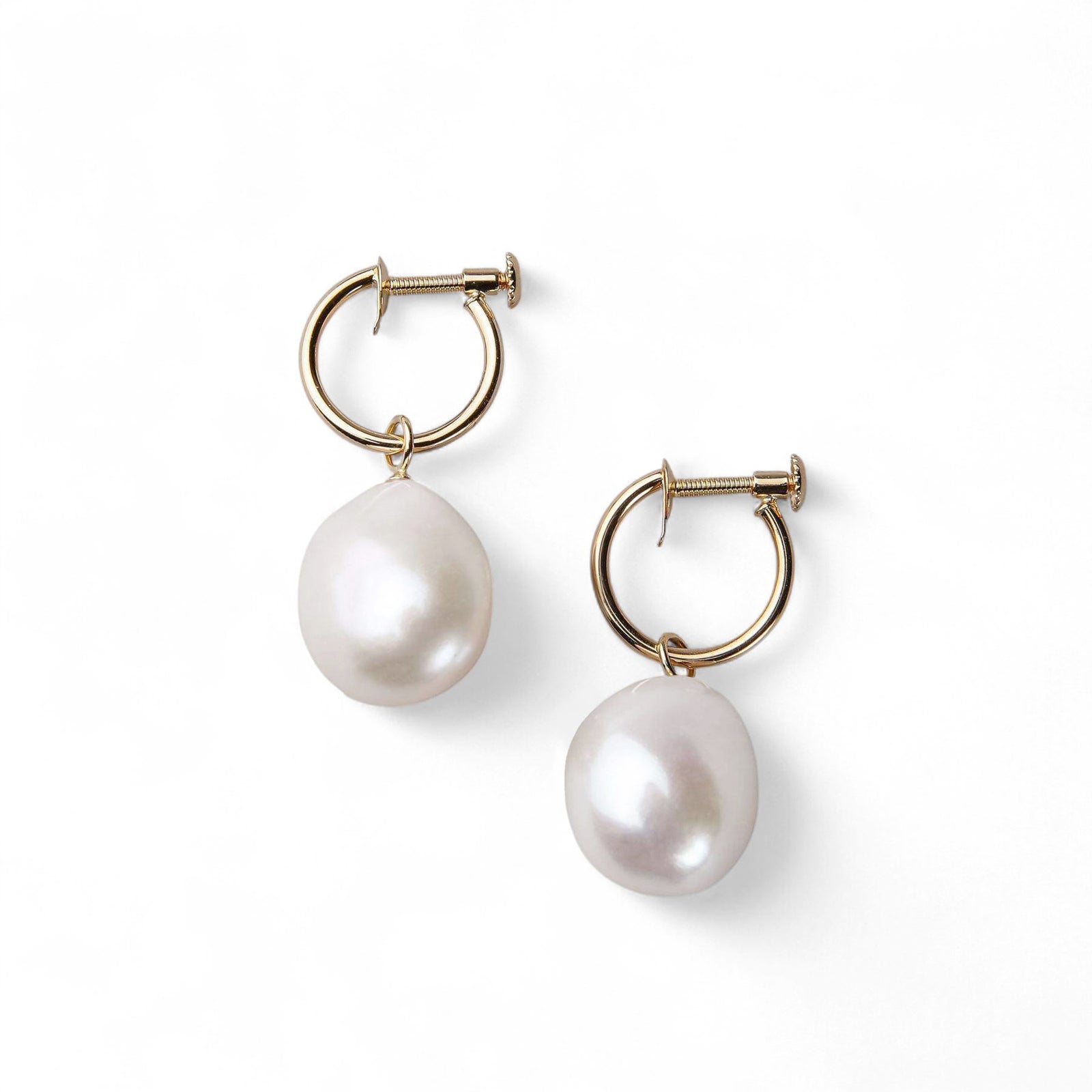 淡水真珠  バロック　リングイヤリング K18YG 