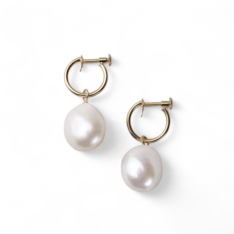 淡水真珠  バロック　リングイヤリング K18YG 