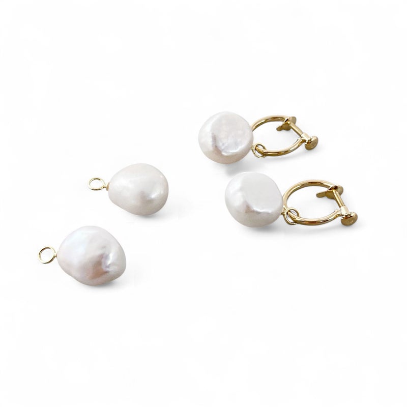 淡水真珠  バロック　リングイヤリングK18YG 