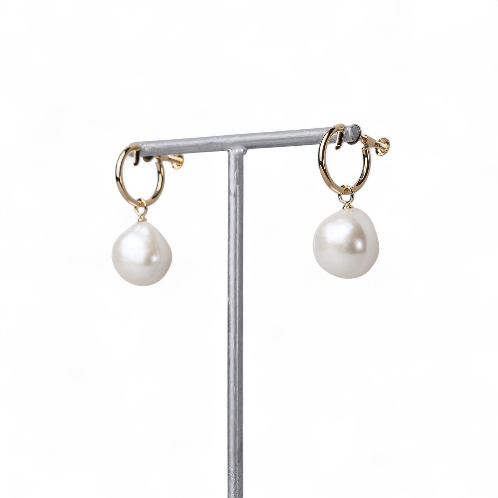 淡水真珠  バロック　リングイヤリング K18YG 