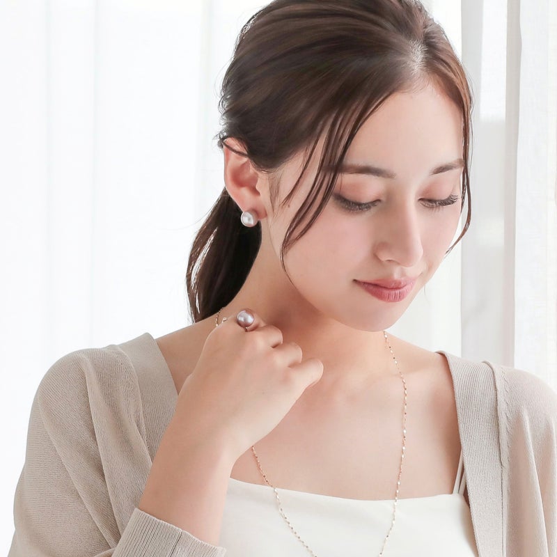 淡水真珠(有核) ピアス 12mmUP  Pt900