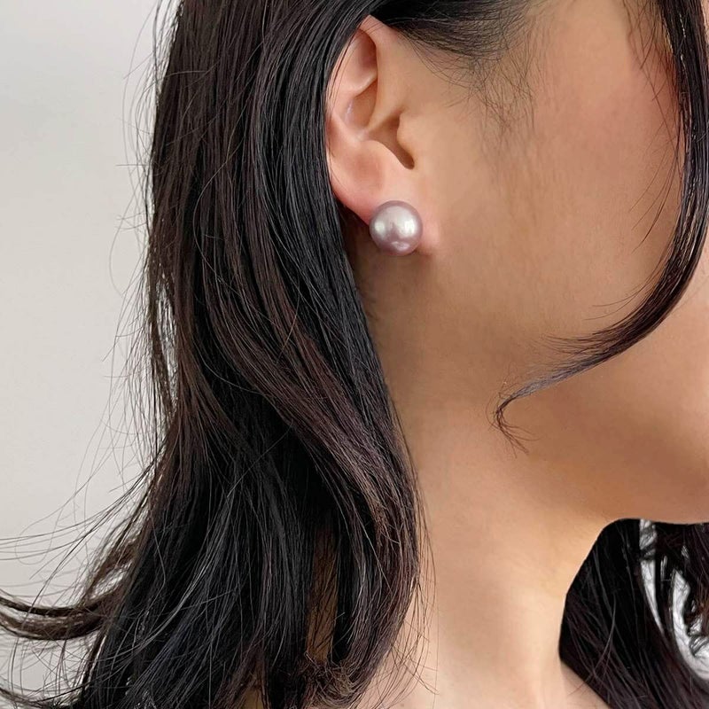 淡水真珠(有核) ピアス 13mmUP  K18