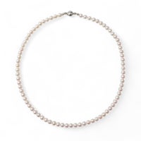 あこや真珠 パールネックレス ホワイト系 5.0-5.5mm BBB  ラウンド～セミラウンド ビーンズクラスプ（silver