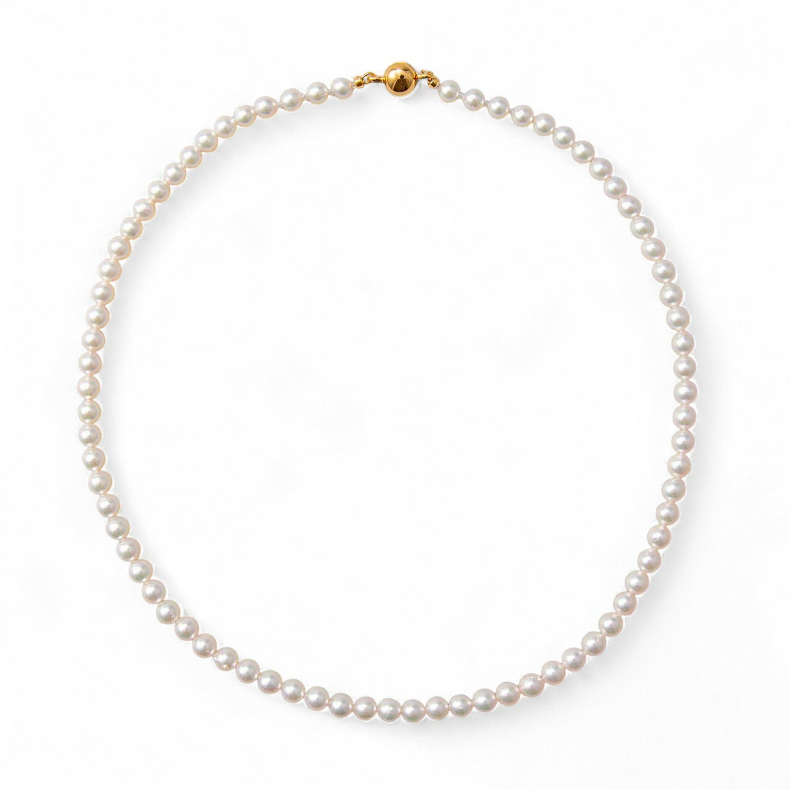 あこや真珠 パールネックレス ホワイト系 5.0-5.5mm BBB  ラウンド～セミラウンド ビーンズクラスプ（silver