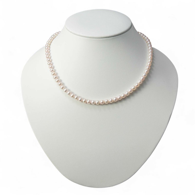 あこや真珠 パールネックレス ホワイト系 5.0-5.5mm BBB  ラウンド～セミラウンド ビーンズクラスプ（silver