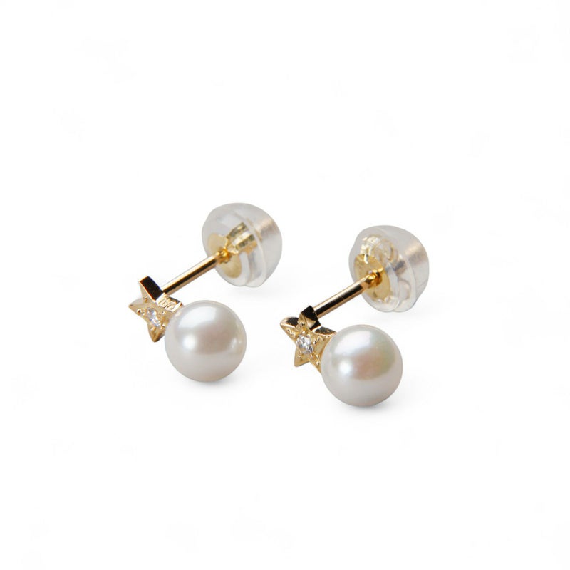 Petit Claire あこやスターピアス　4.5mm YG