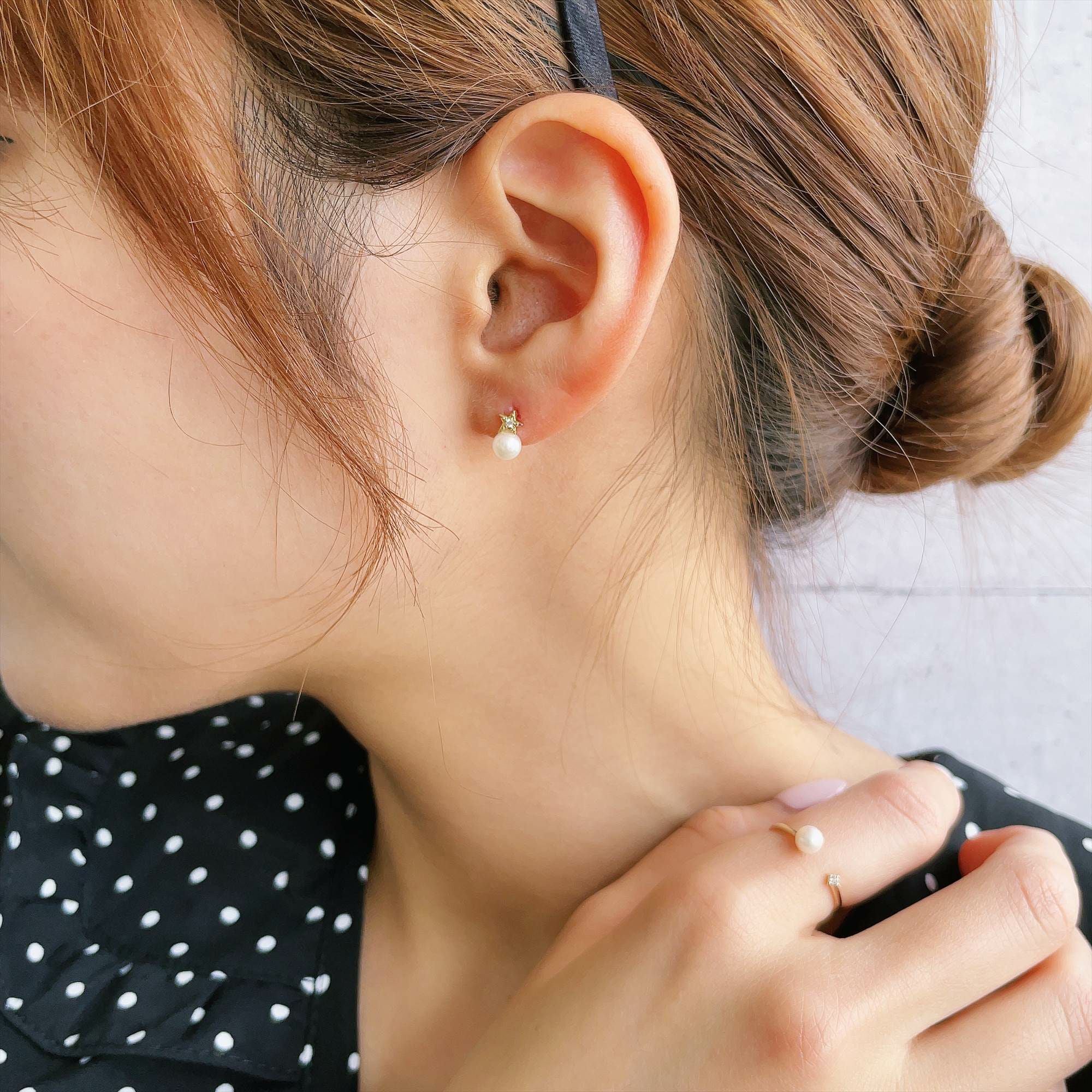 Petit Claire あこや真珠 ピアス4.5-5.0mm K18YG スター | WSP（ダブル
