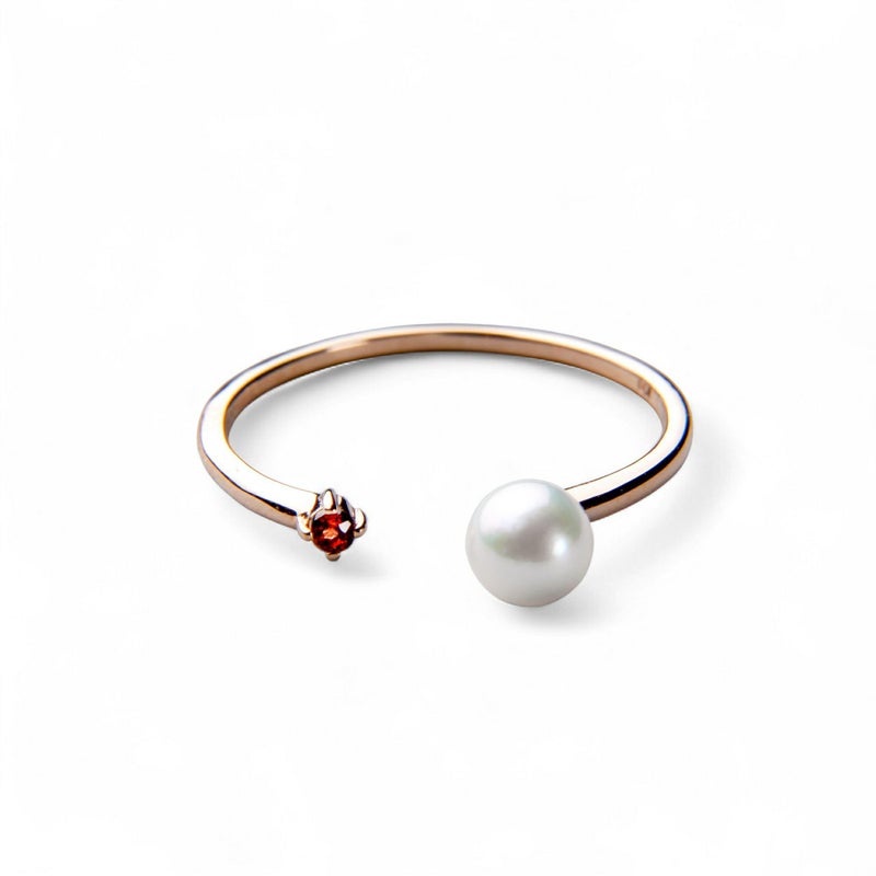 Felice あこや真珠4.5mm フォークリング　K10PG/ガーネット