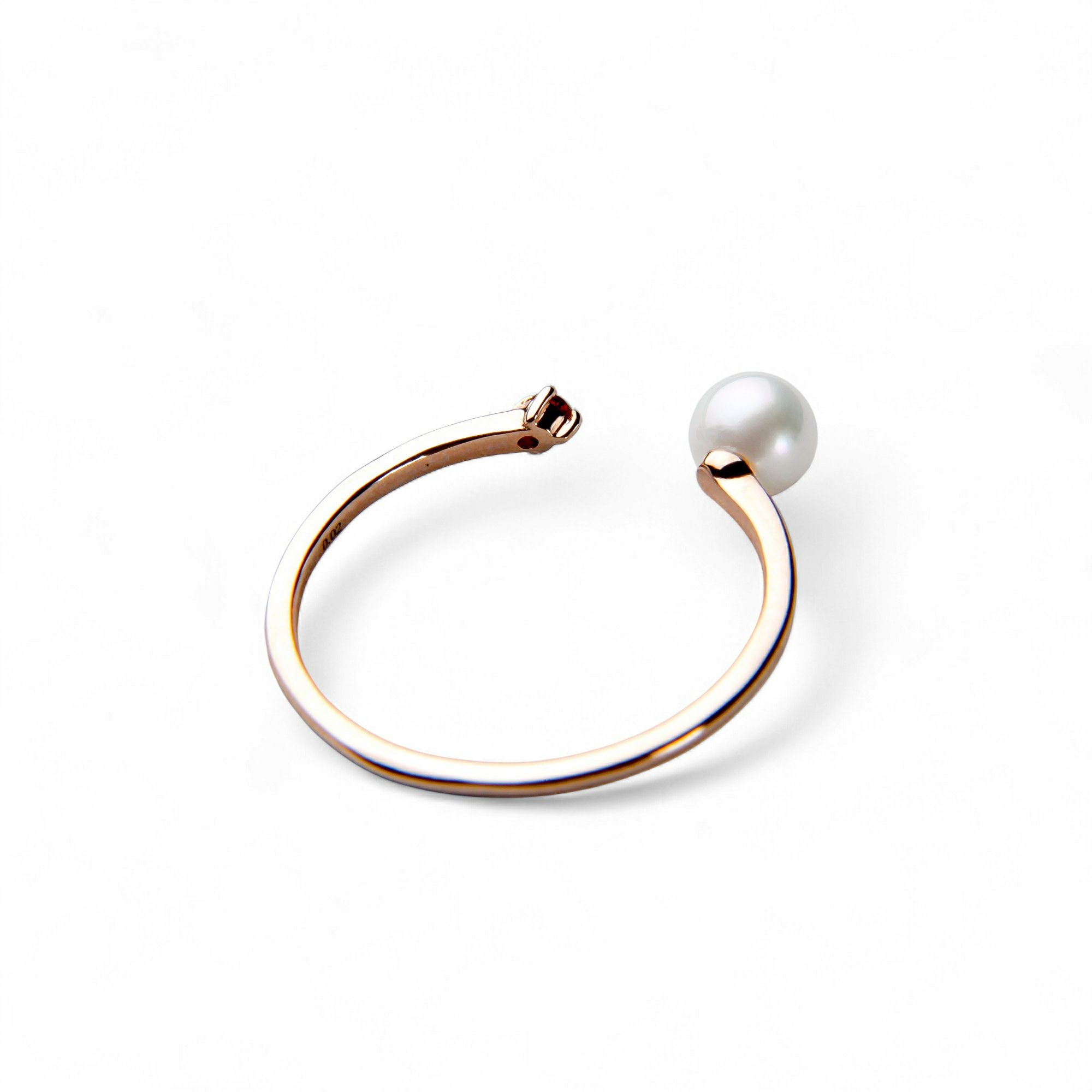 Felice あこや真珠 フォークリング4.5-5.0mm K10PG ガーネット