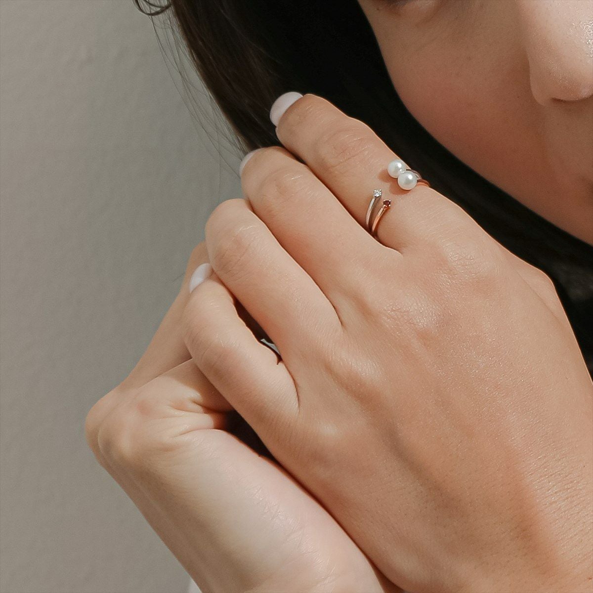 Felice あこや真珠 フォークリング4.5-5.0mm K10PG ガーネット