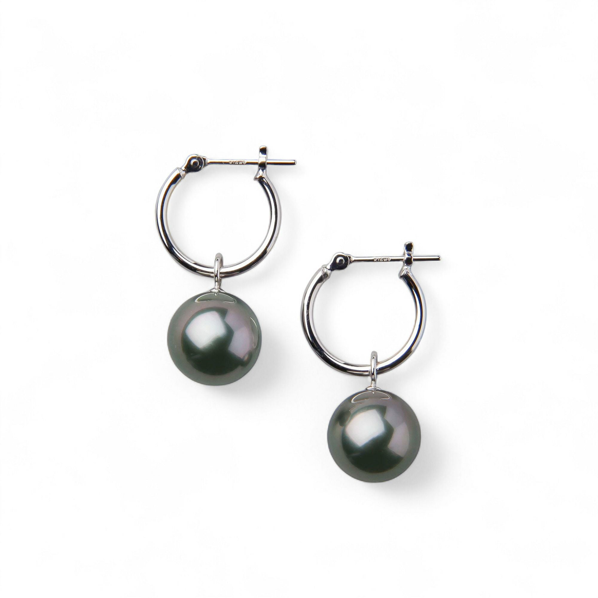 WEB限定】タヒチ黒蝶真珠 フープピアス 9mmUP SV925/K14WG | 南洋真珠