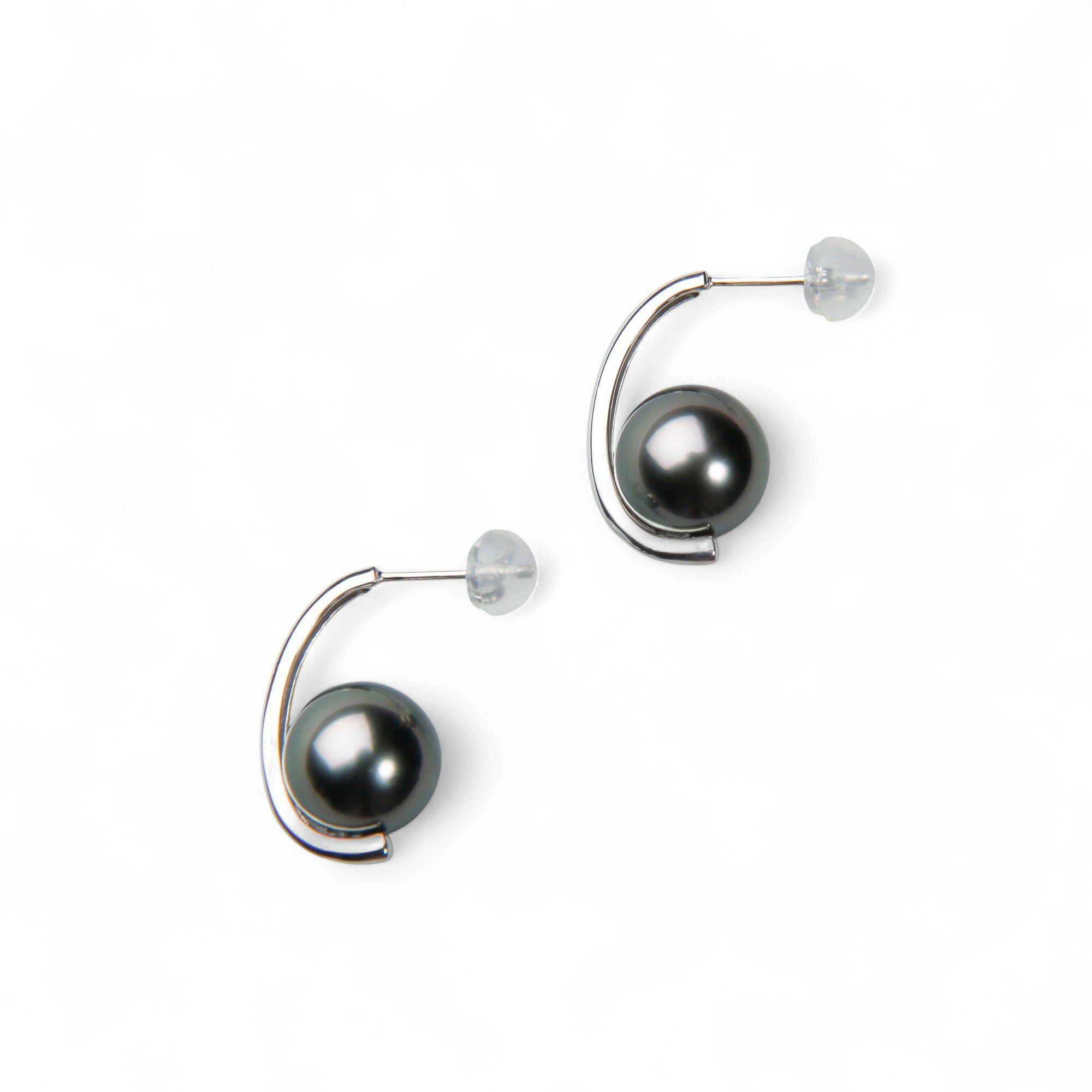 LUXE タヒチ黒蝶真珠 ピアス9.0-9.5mm PT900/K18YG | WSP（ダブル