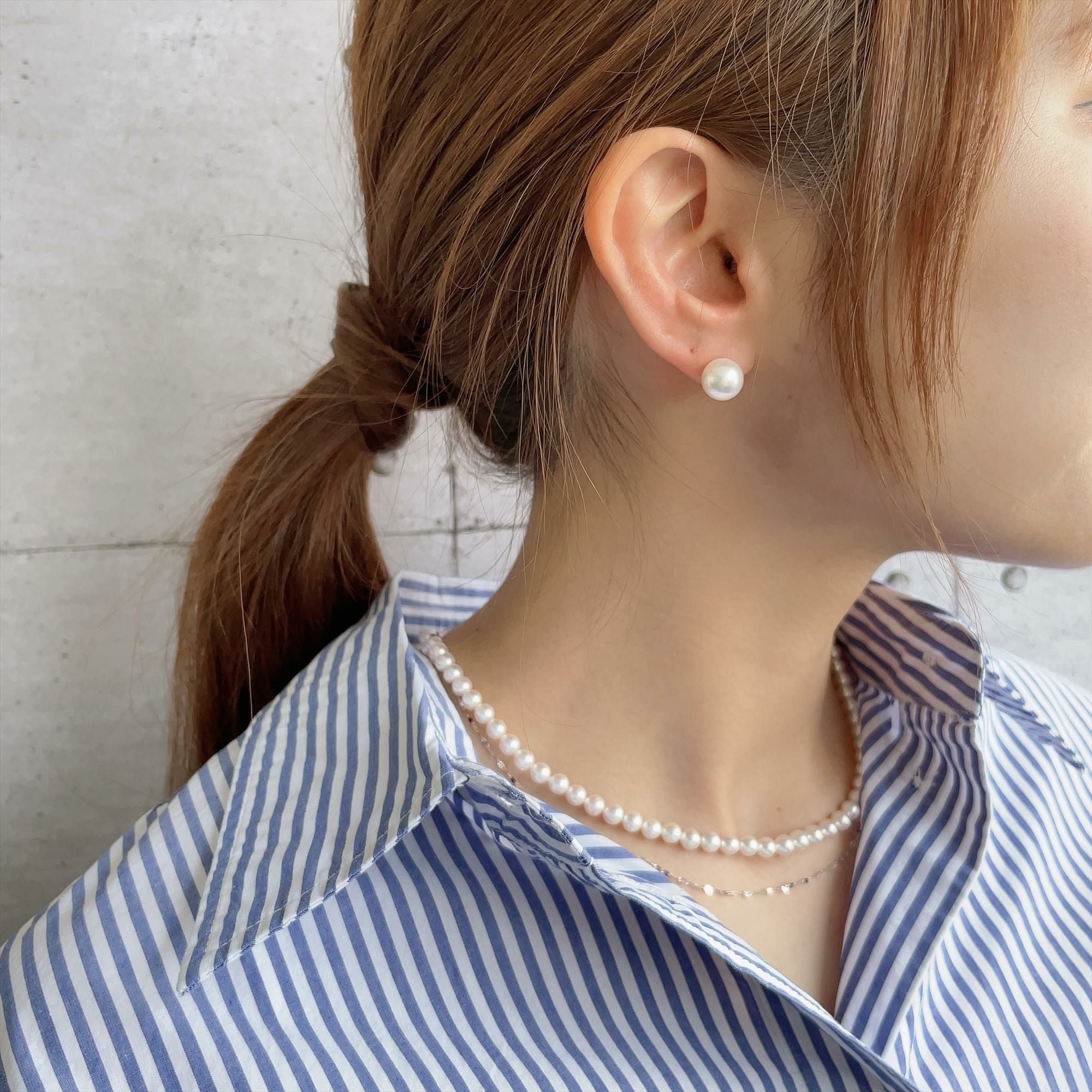 LUXE あこや真珠 ピアス9.0-9.5mm PT900/K18YG | あこや真珠ピアス