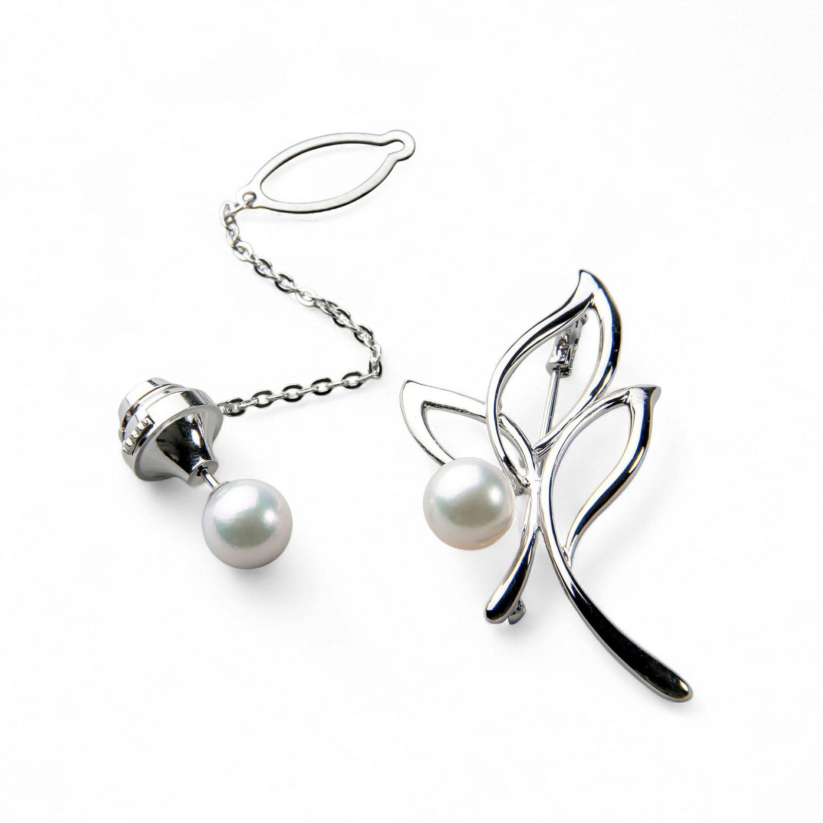  あこや真珠 ブローチ & ネクタイピン セット(B)