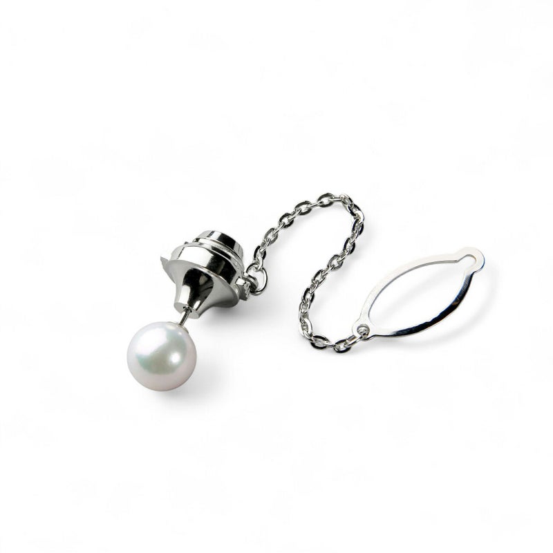  あこや真珠 ブローチ & ネクタイピン セット(B)