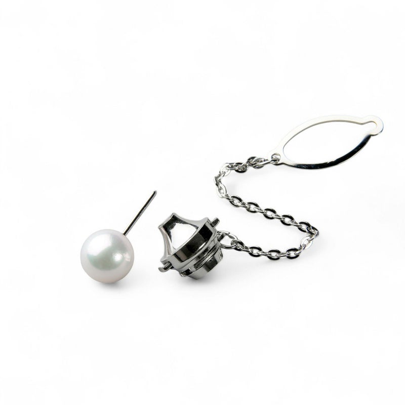  あこや真珠 ブローチ & ネクタイピン セット(B)