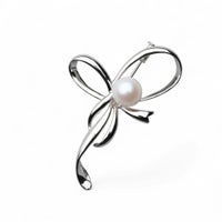 淡水真珠 ブローチ リボン9mmUP SV925