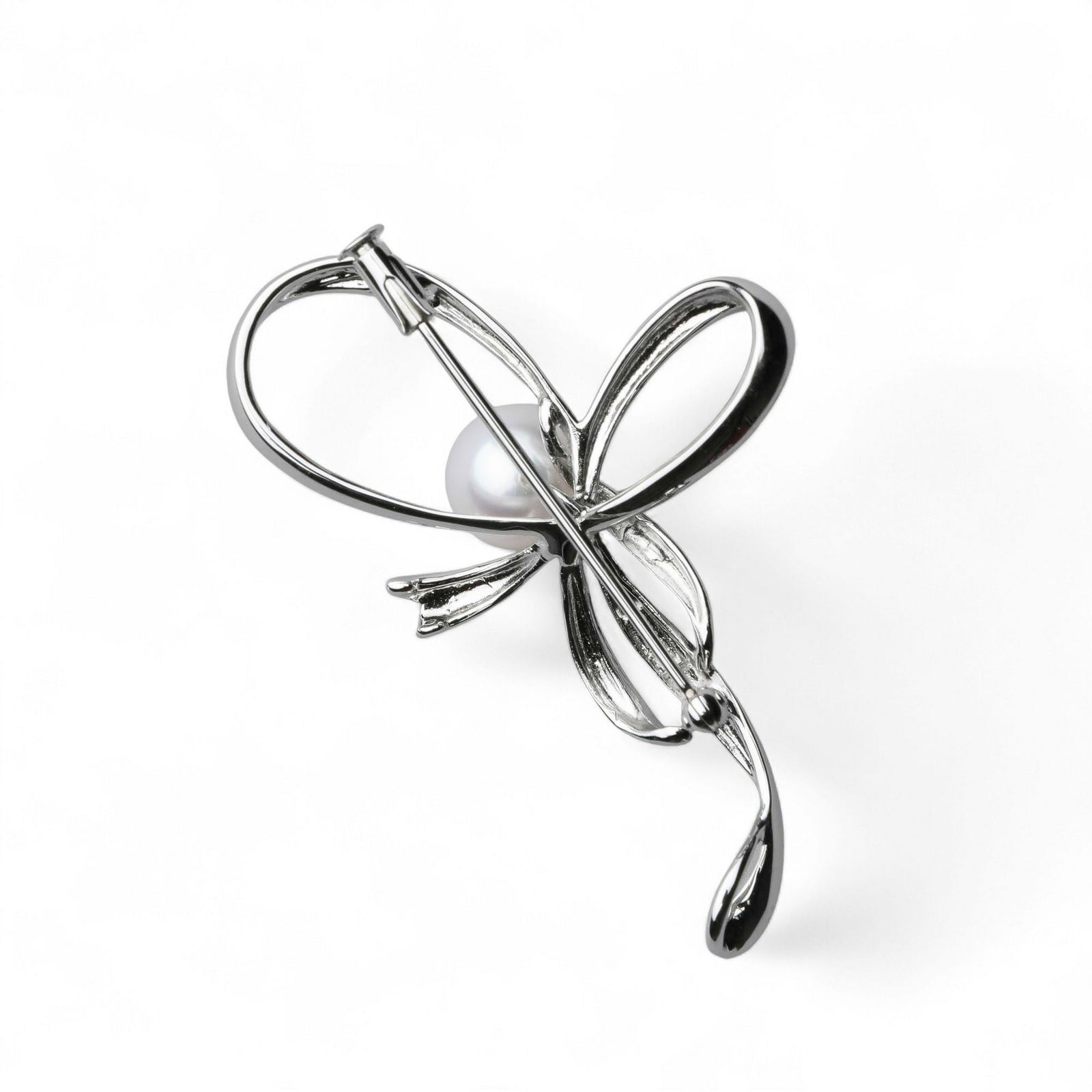 淡水真珠 ブローチ リボン9mmUP SV925