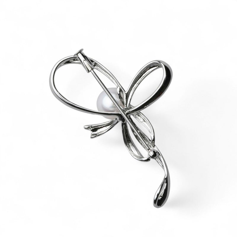 淡水真珠 ブローチ リボン9mmUP SV925