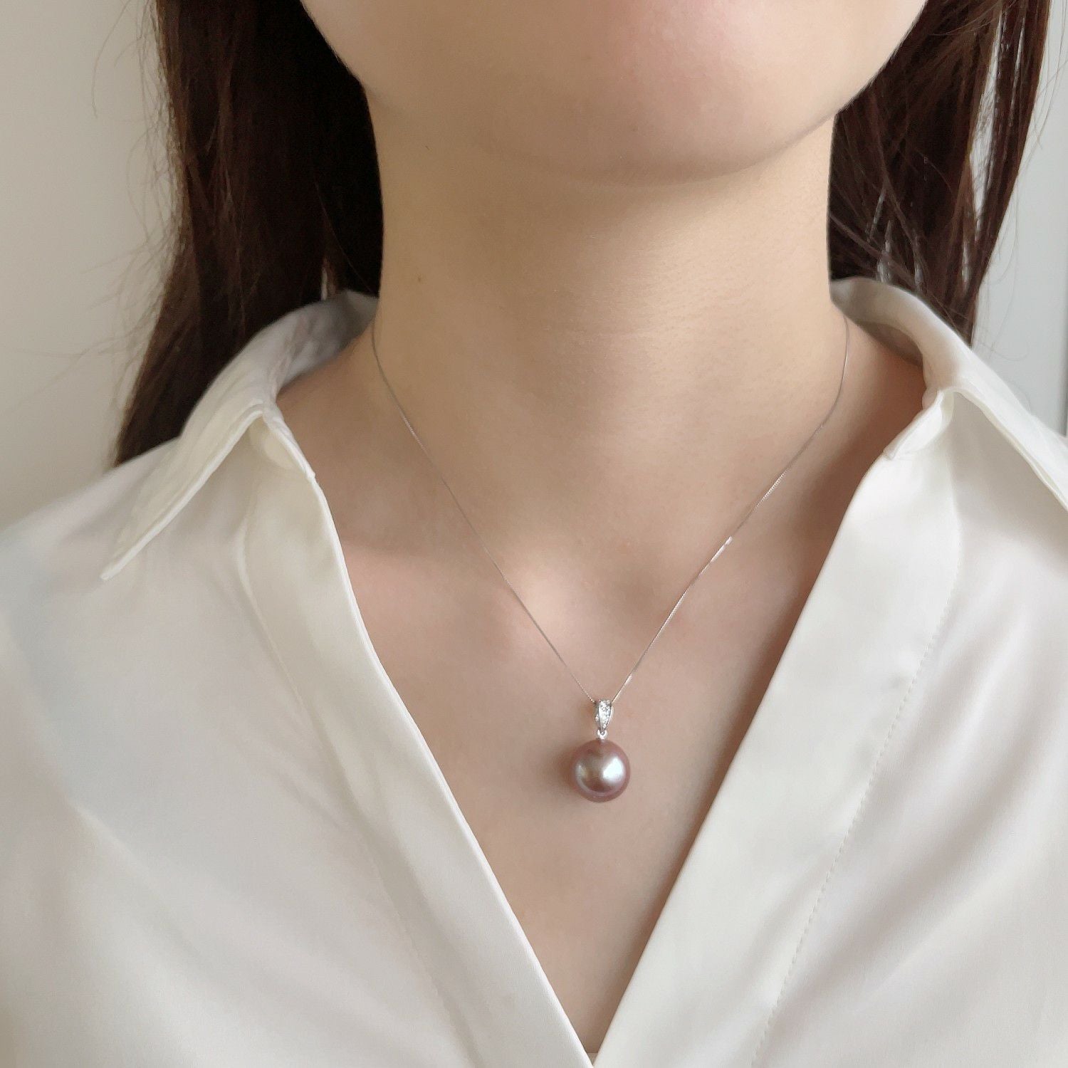 WEB限定】Mauvette 淡水真珠 ペンダントトップ 12mmUP K18WG | 淡水