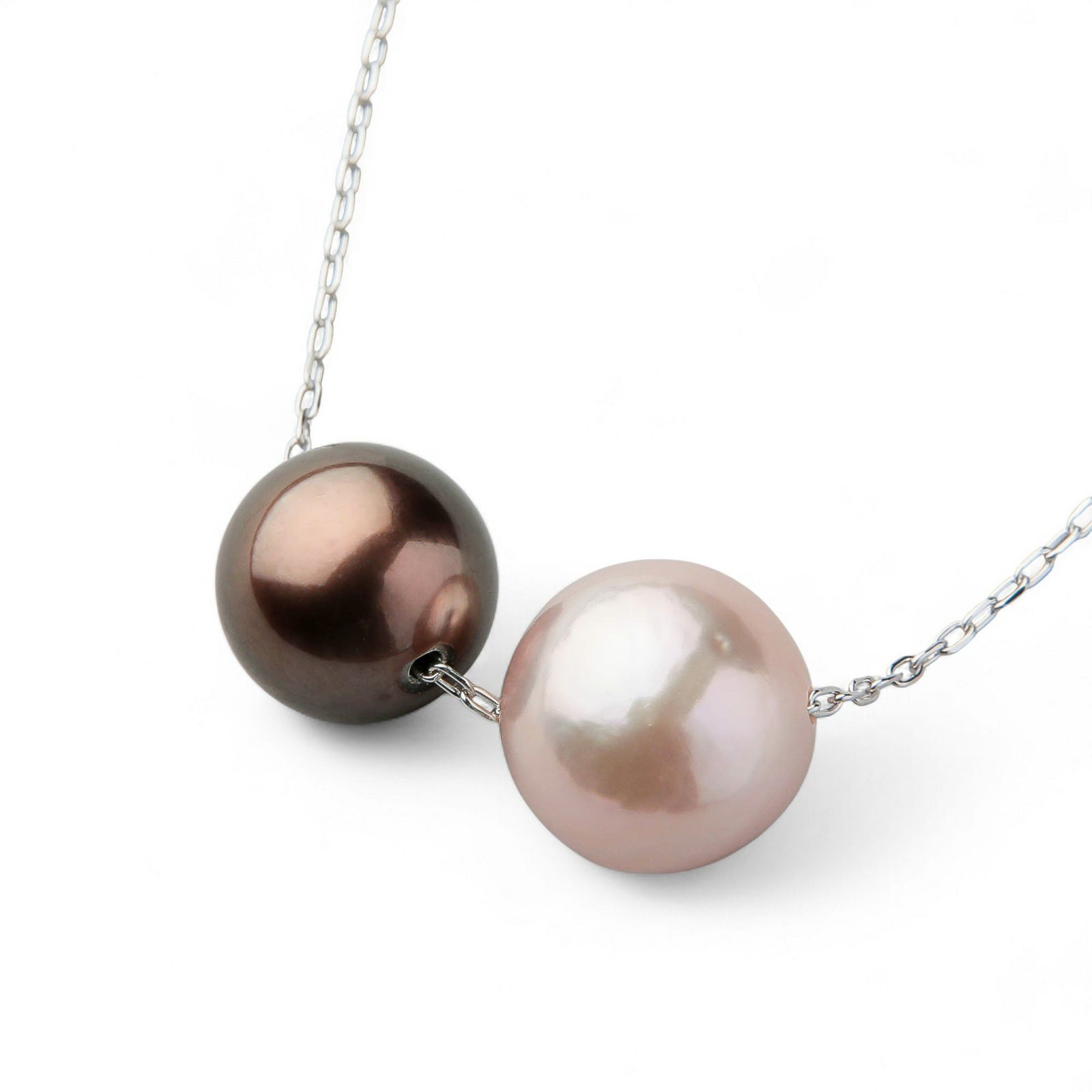 plumberry 淡水真珠/タヒチ黒蝶真珠 スルーペンダント　10mm/9mmUP K18WG