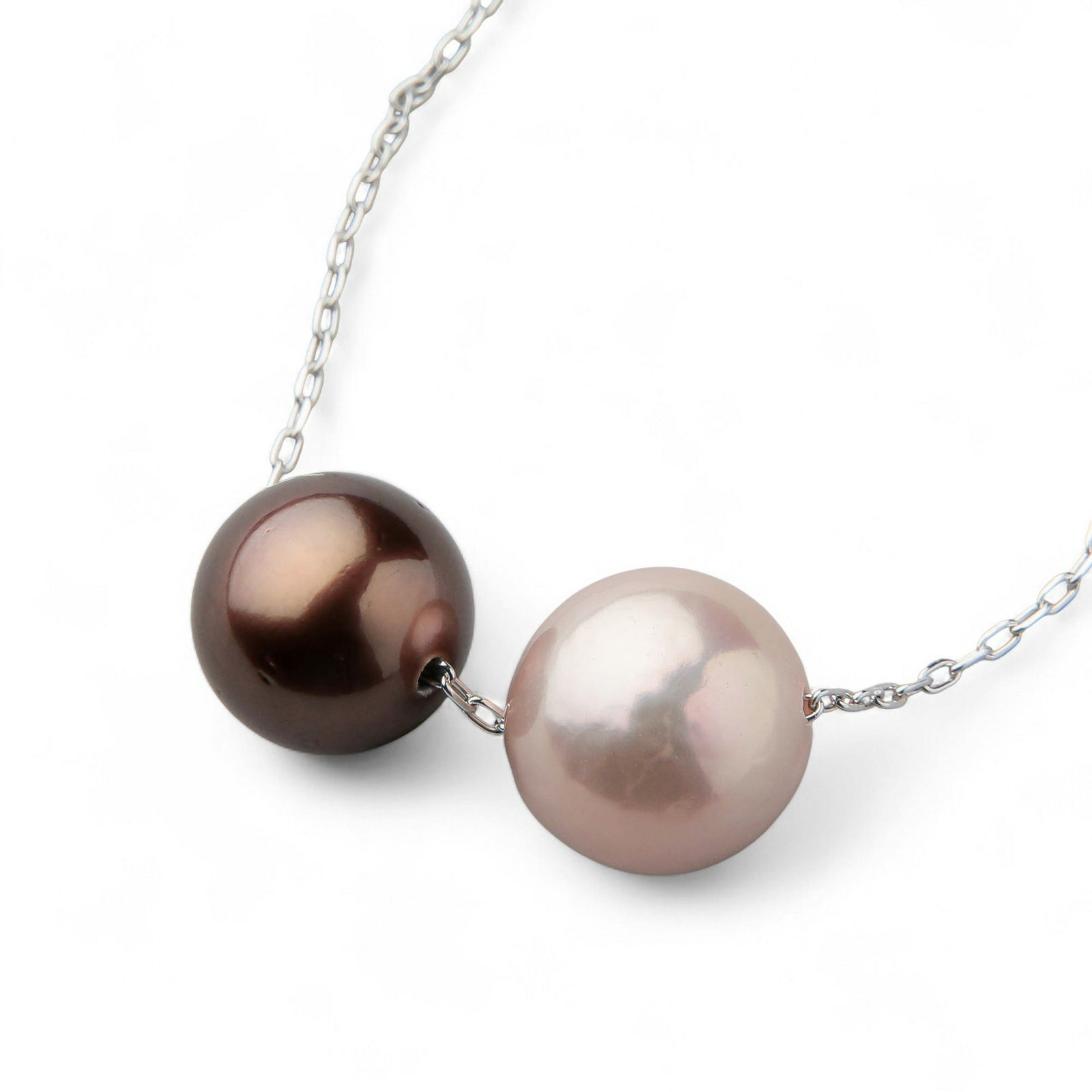 plumberry 淡水真珠/タヒチ黒蝶真珠 スルーペンダント　10mm/9mmUP K18WG