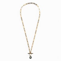 【WEB限定】Tahitian+ タヒチ黒蝶真珠 チェーンネックレス　11mmUP SUS304 GP