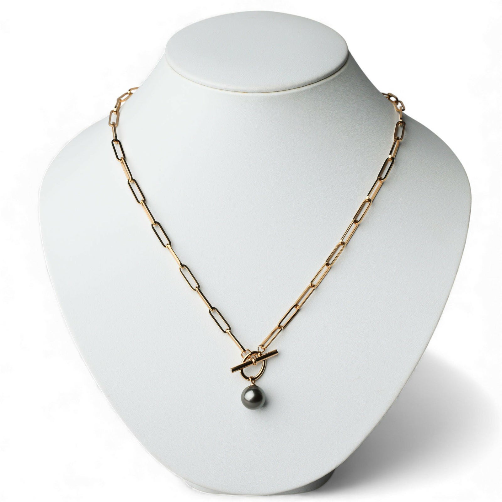 【WEB限定】Tahitian+ タヒチ黒蝶真珠 チェーンネックレス　11mmUP SUS304 GP