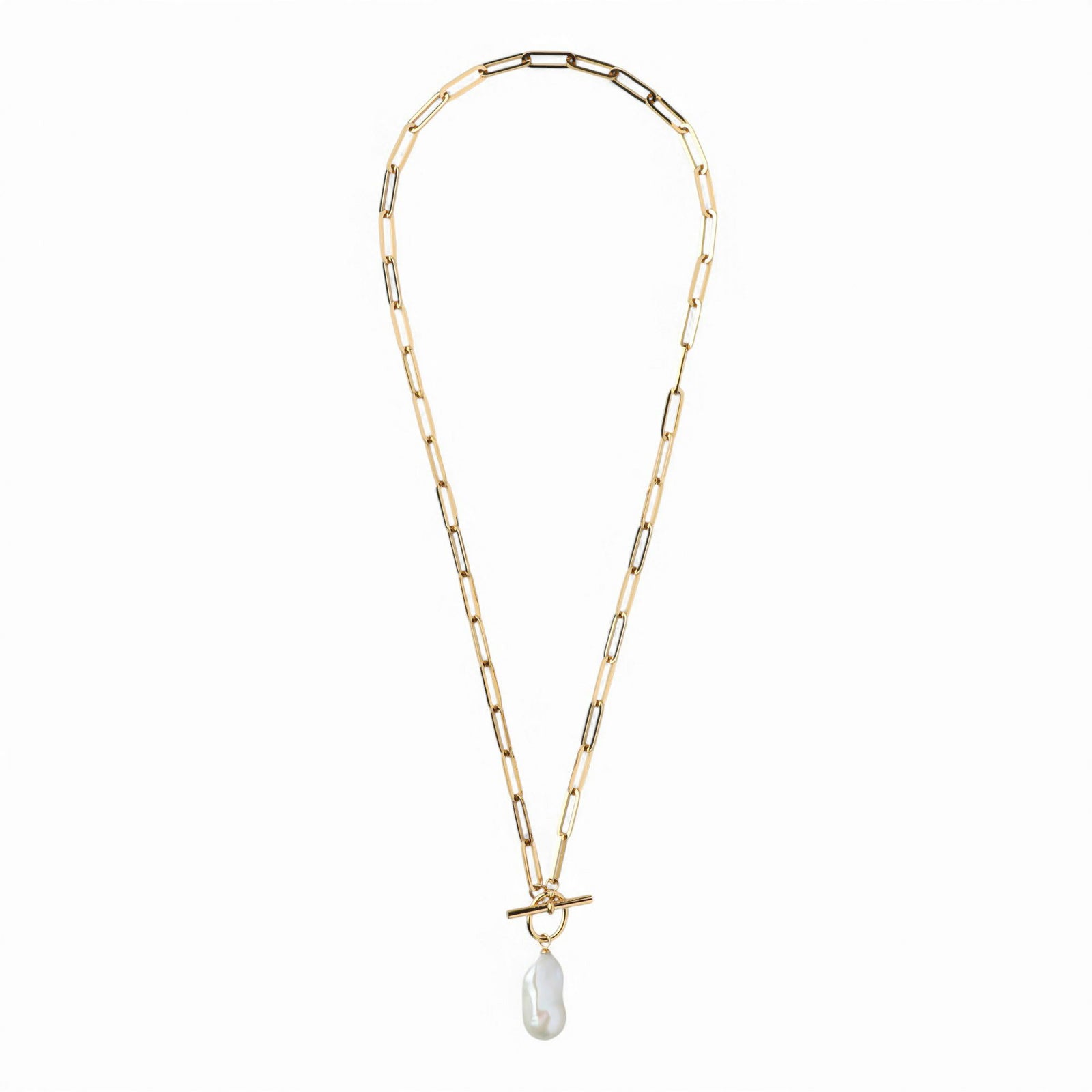 【WEB限定】Unique+ 淡水バロック真珠 チェーンネックレス　12mmUP SUS304 GP